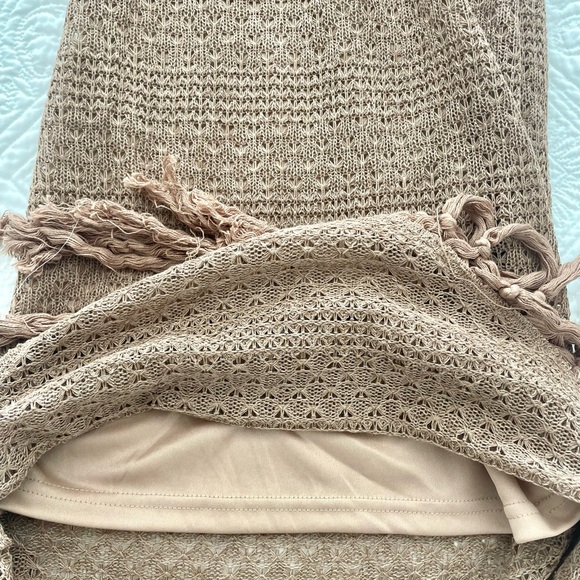 Vacay Fringe Hem Tie Backless Bodycon Crocheted Dress - M - Picture 7 of 7